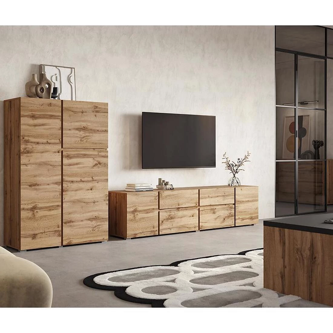 Asymetric TV komode 195x40x48 hrast