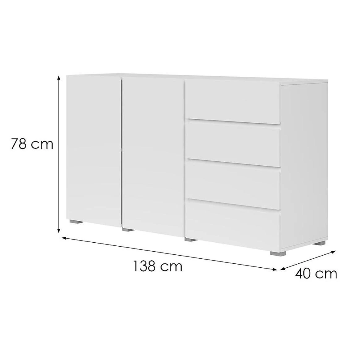 Asymetric komoda 138x40x78 bela
