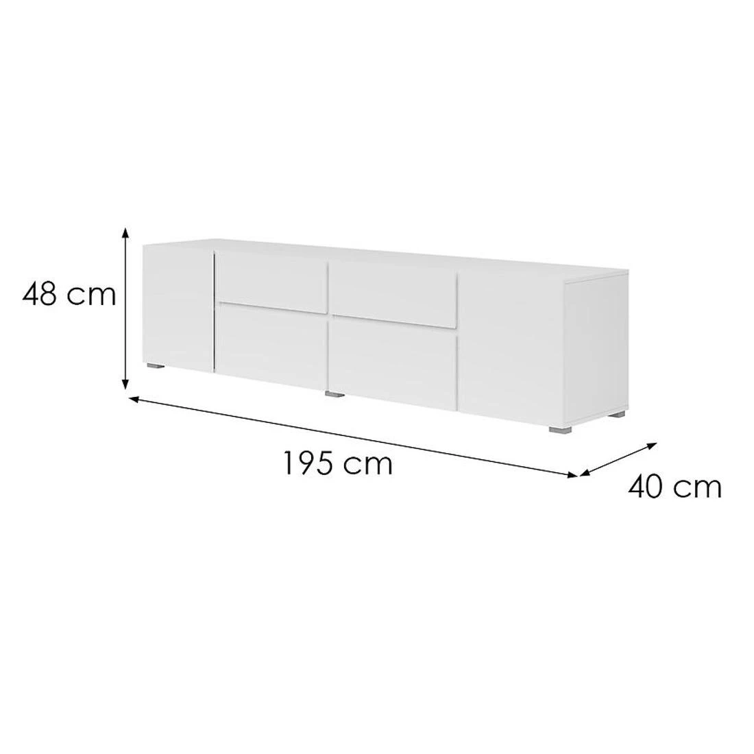 Asymetric TV komode 195x40x48 bijela