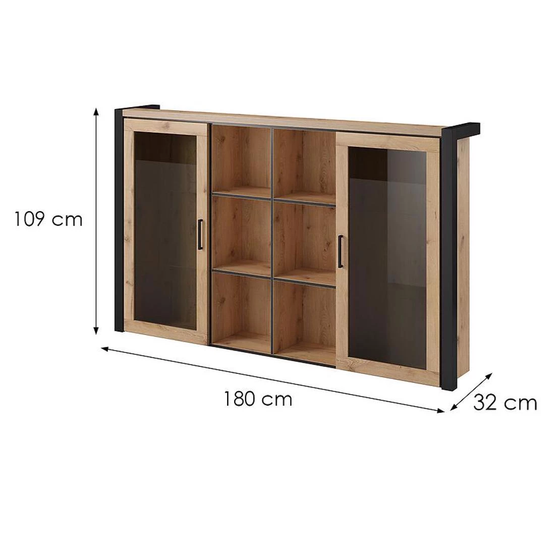 Aktiv komoda 180x32x109 hrast/crna
