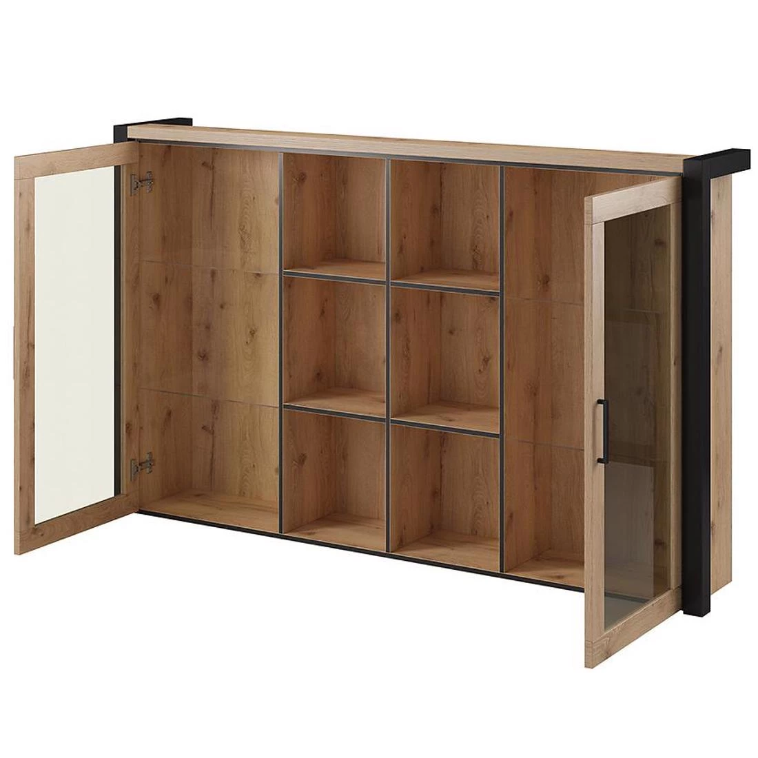 Aktiv komoda 180x32x109 hrast/crna
