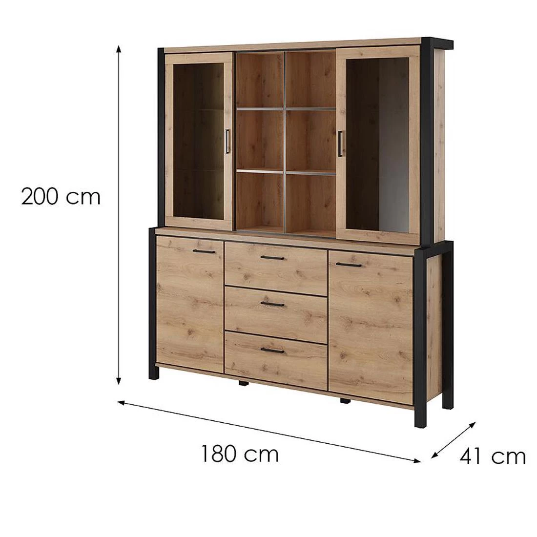 Aktiv komoda 180x41x200 hrast/crna