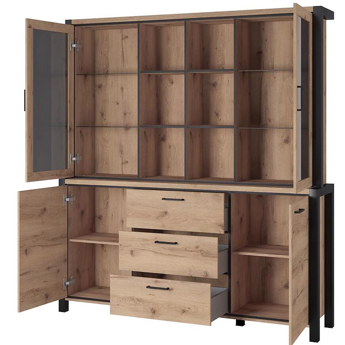 Aktiv komoda 180x41x200 hrast/crna