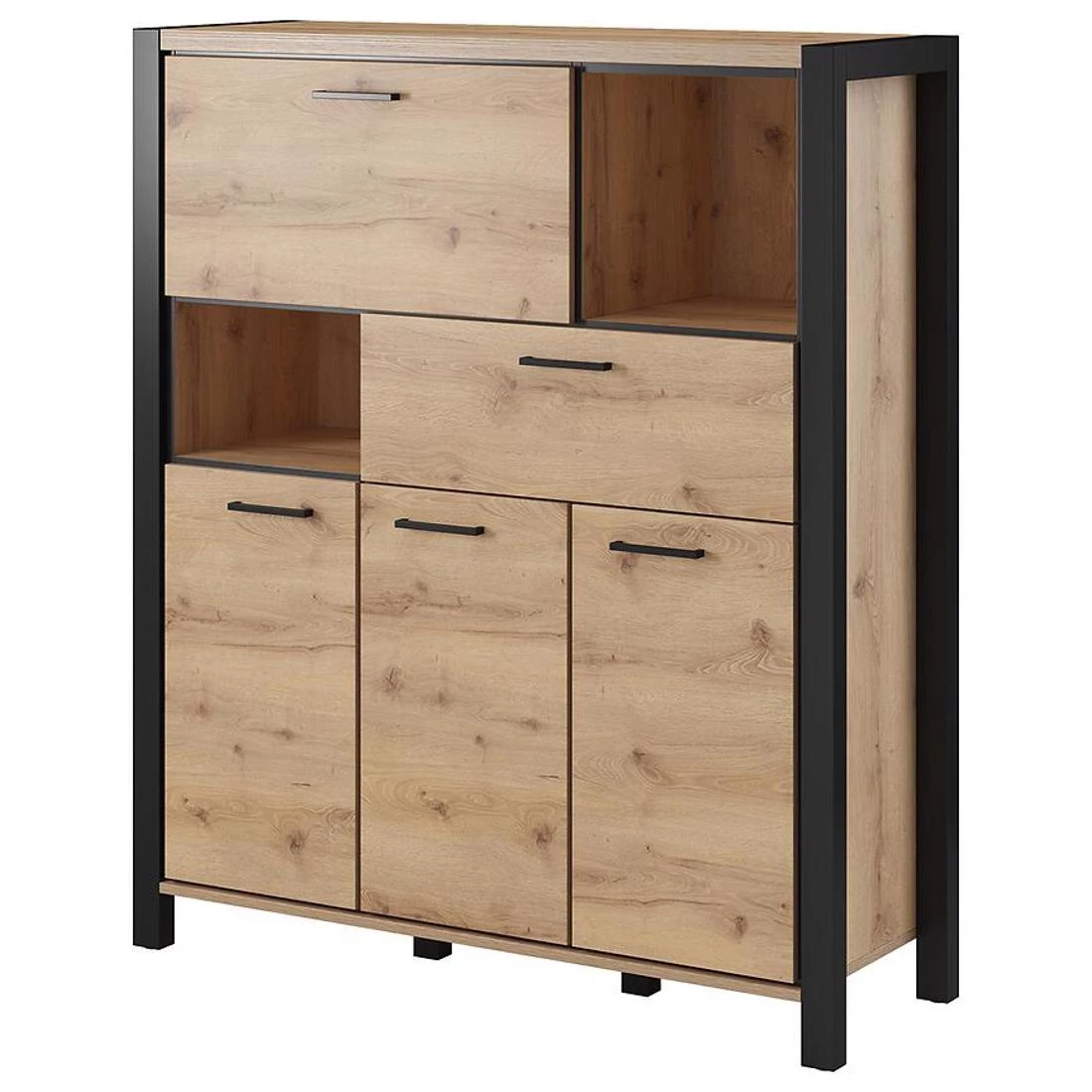 Aktiv komoda 112x41x140 hrast/crna