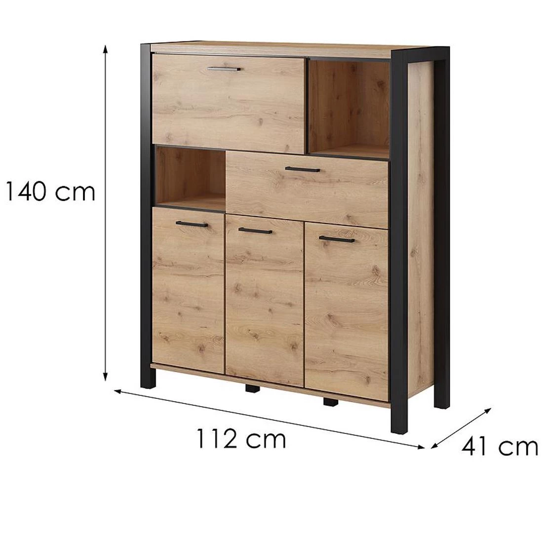 Aktiv komoda 112x41x140 hrast/crna