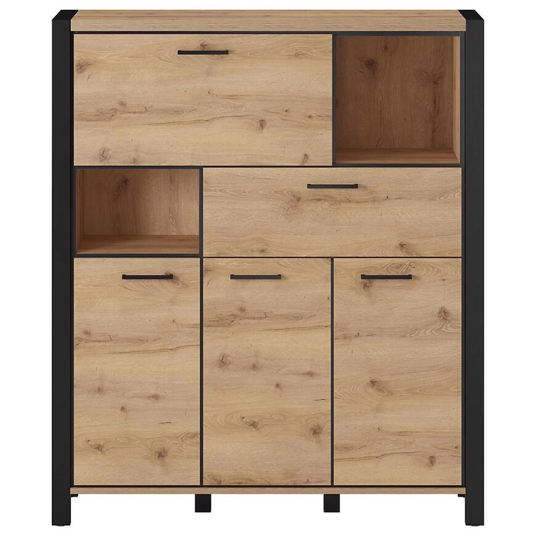 Aktiv komoda 112x41x140 hrast/crna