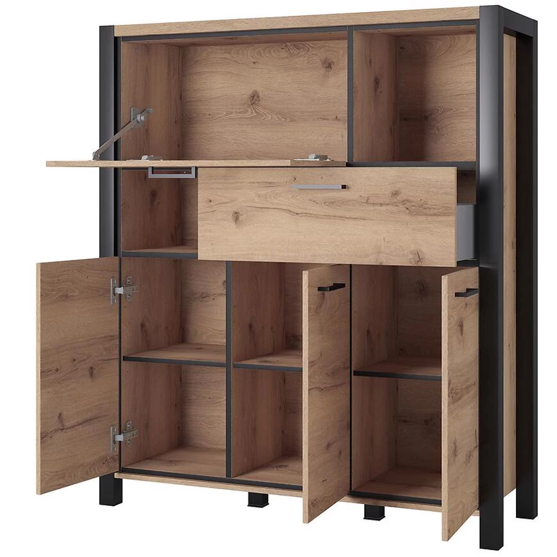 Aktiv komoda 112x41x140 hrast/crna