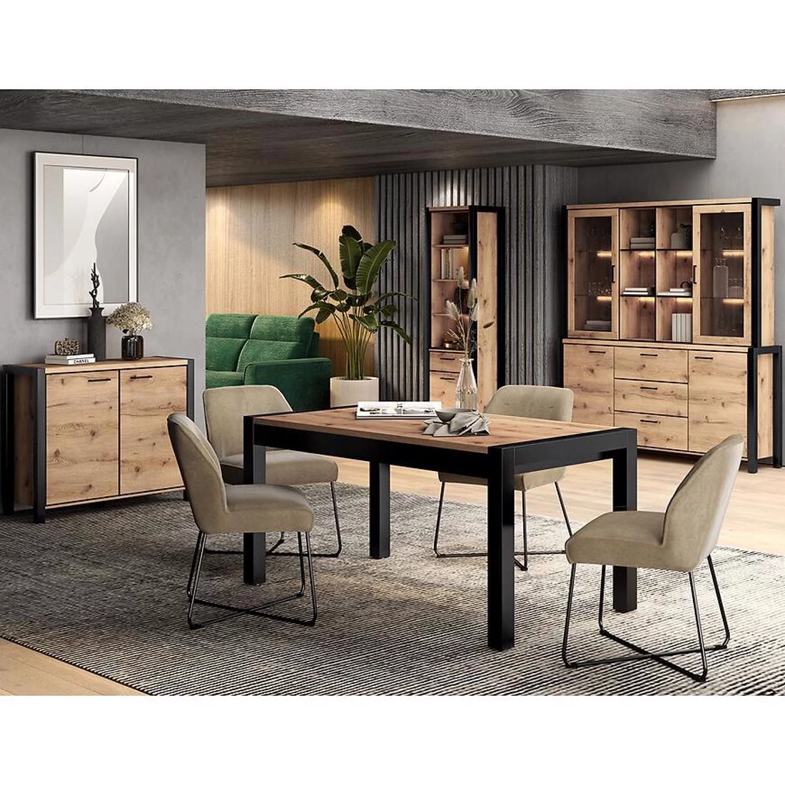 Aktiv komoda 112x41x140 hrast/crna