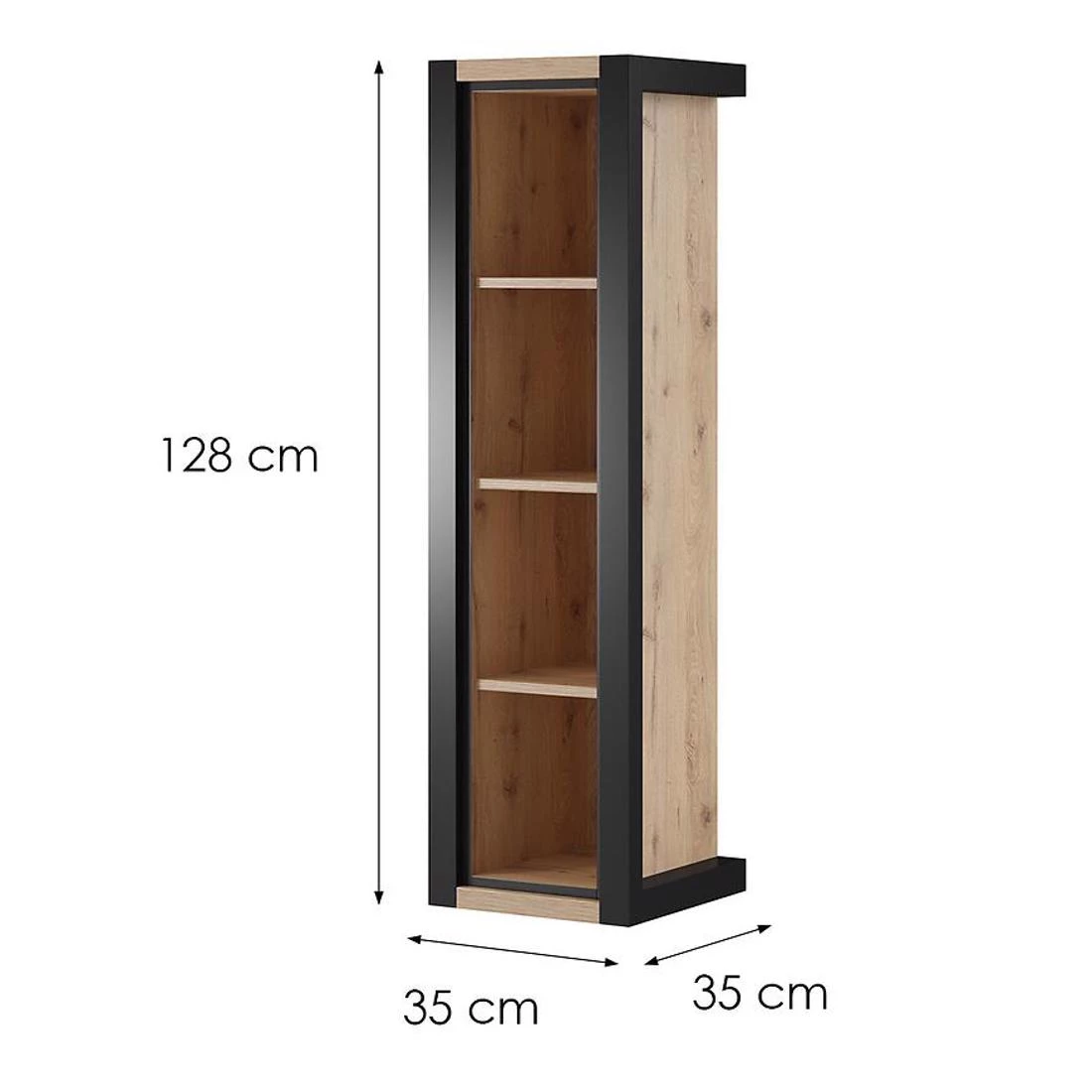 Aktiv zidna polica 35x35x128 hrast/crna