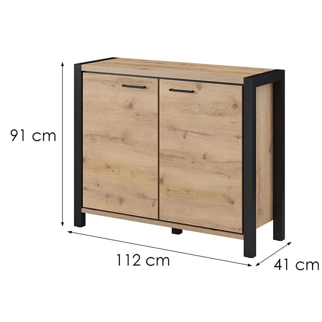 Aktiv komoda 112x41x91 hrast/crna