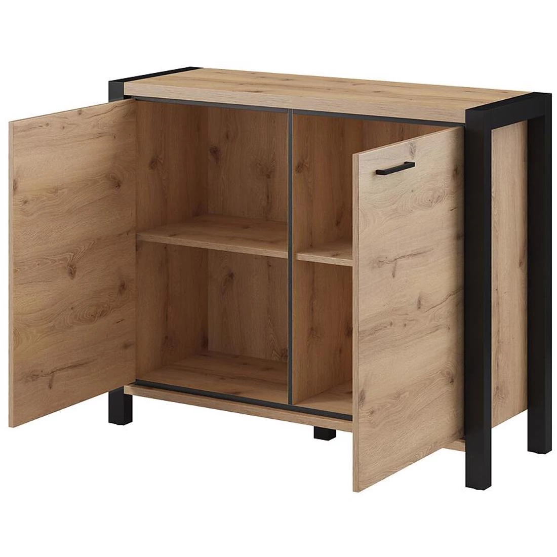 Aktiv komoda 112x41x91 hrast/crna