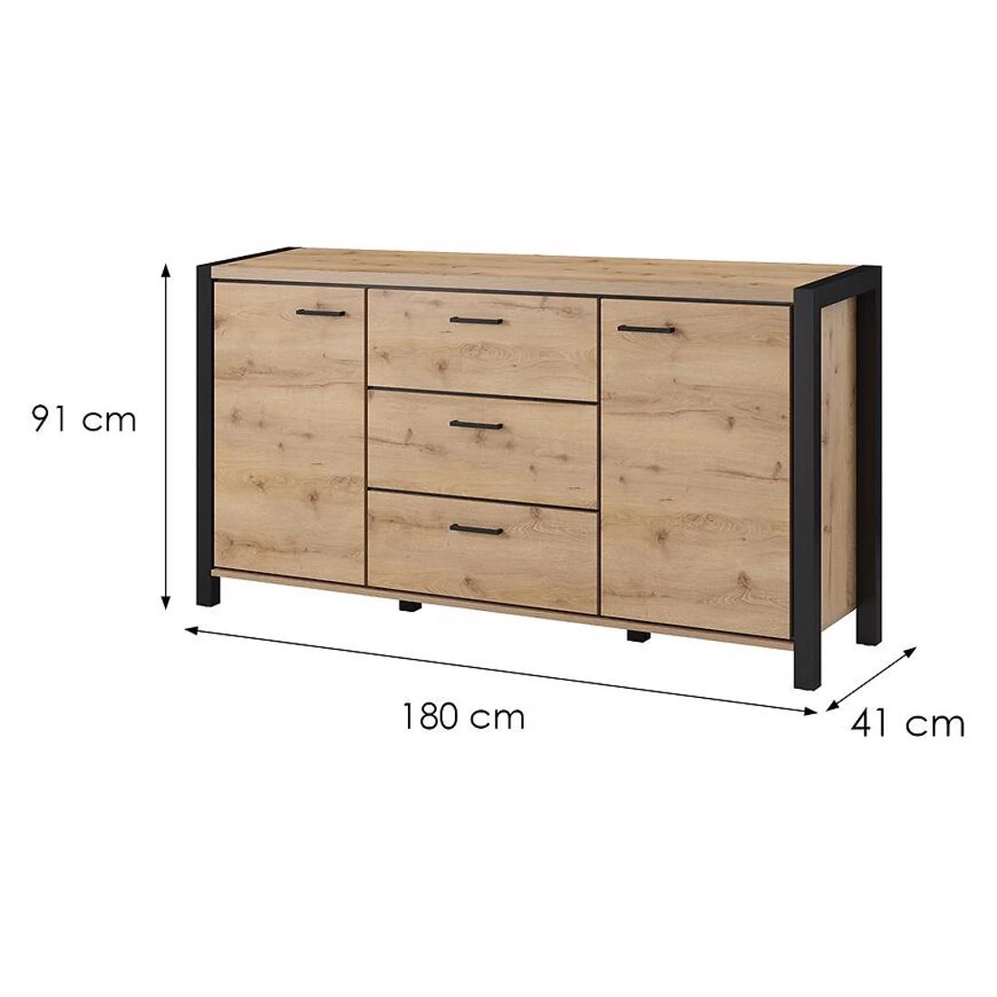 Aktiv komoda 180x41x91 hrast/crna