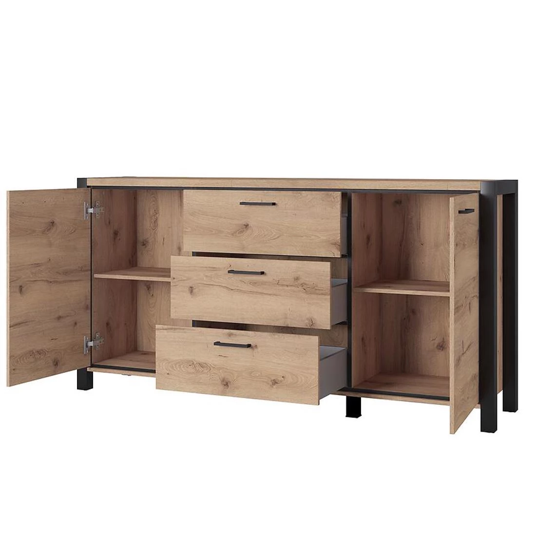 Aktiv komoda 180x41x91 hrast/crna