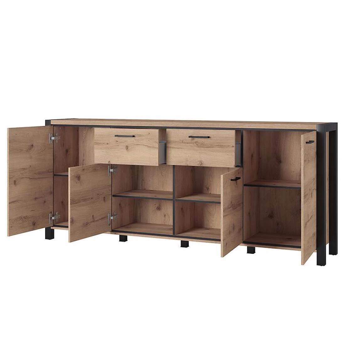 Aktiv komoda 213x41x91 hrast/crna