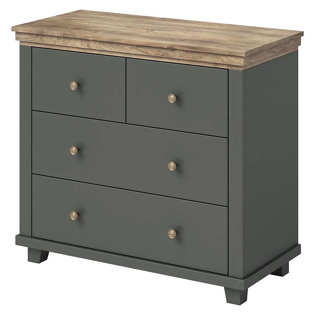 Evora komoda 90x42x81 hrast/zelena