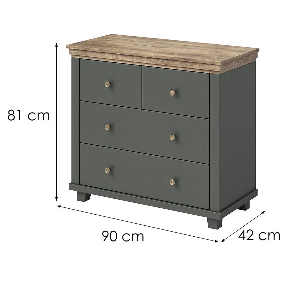 Evora komoda 90x42x81 hrast/zelena