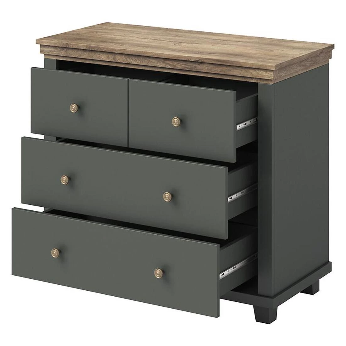 Evora komoda 90x42x81 hrast/zelena
