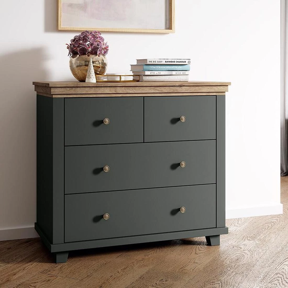Evora komoda 90x42x81 hrast/zelena