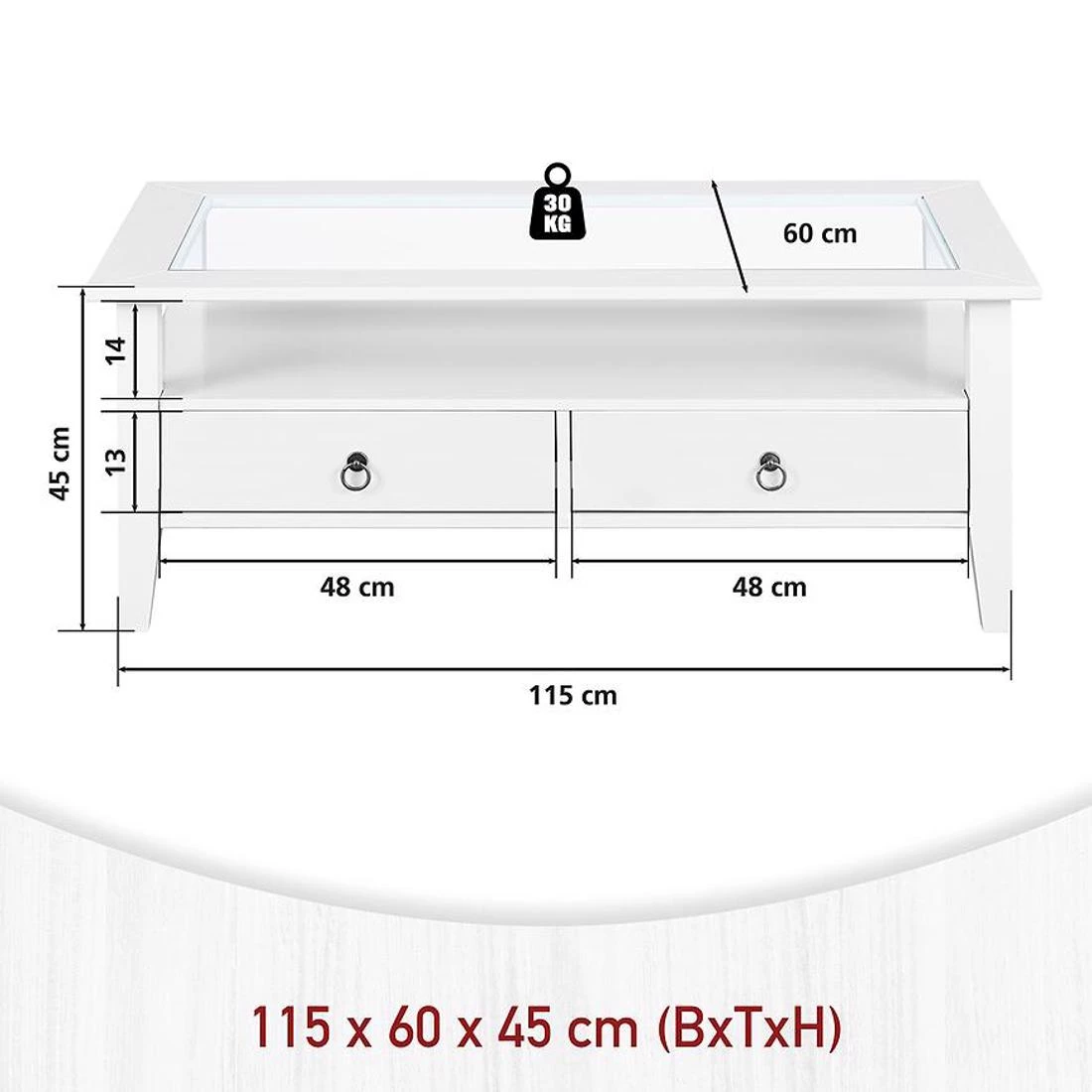 Provence stolic 115x60x45 cm beli