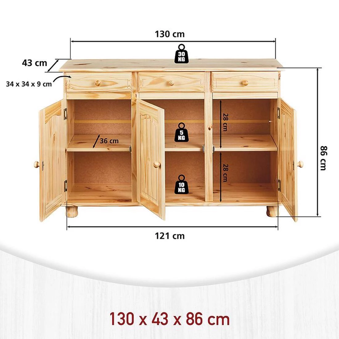 Abaco komoda 130x43x87 natur
