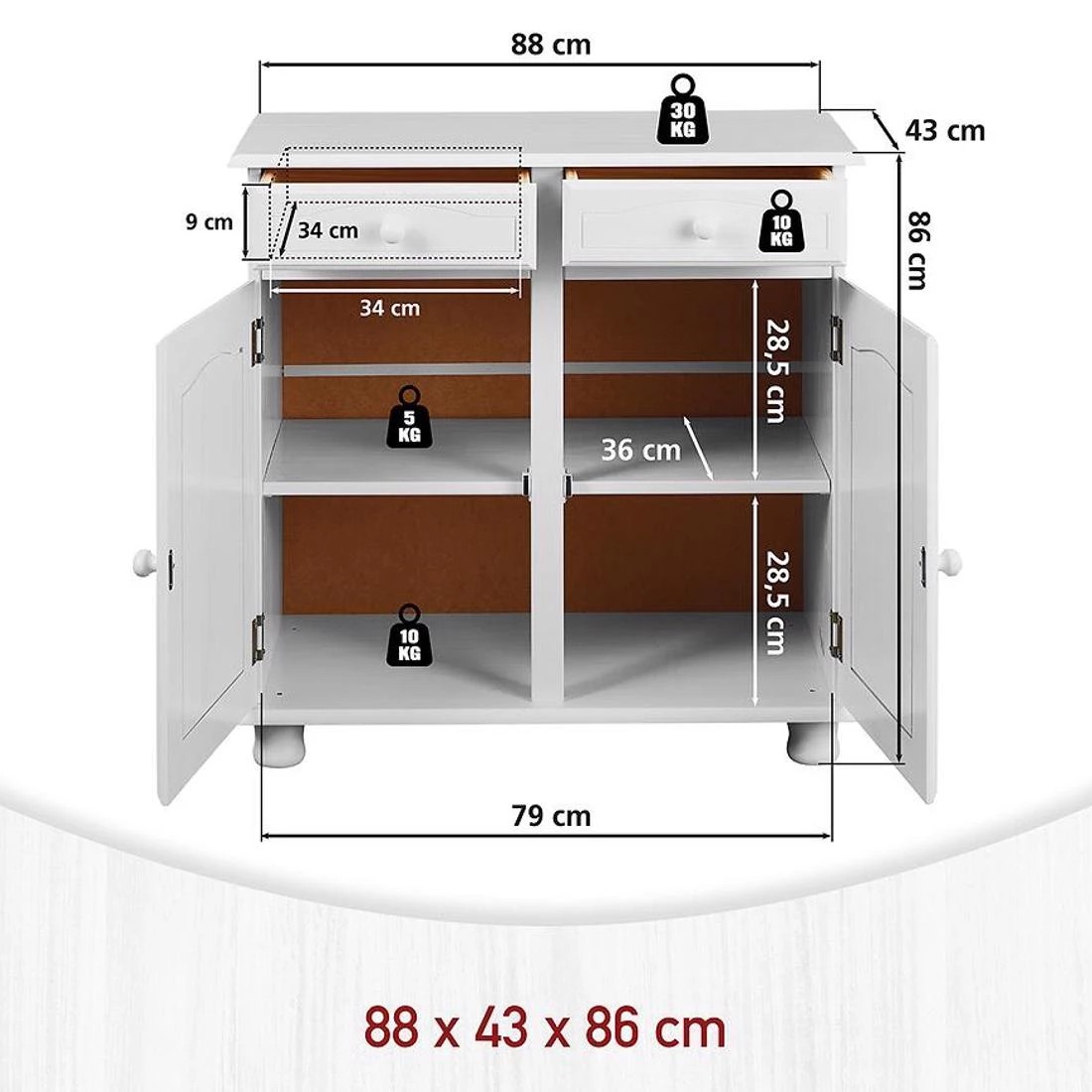 Lovi komoda 88x43x87 bela