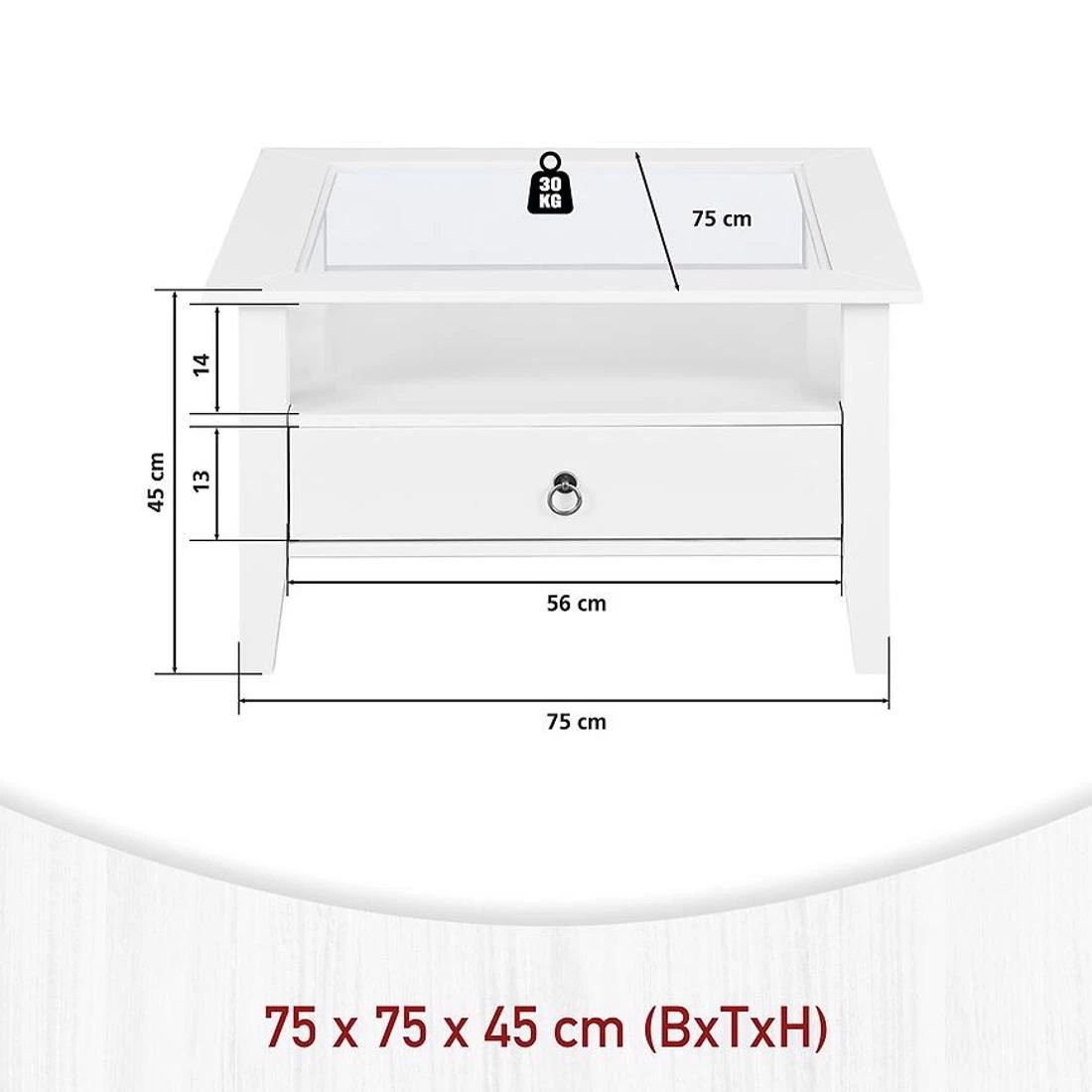 Provence stolic 75x75x45 bijela