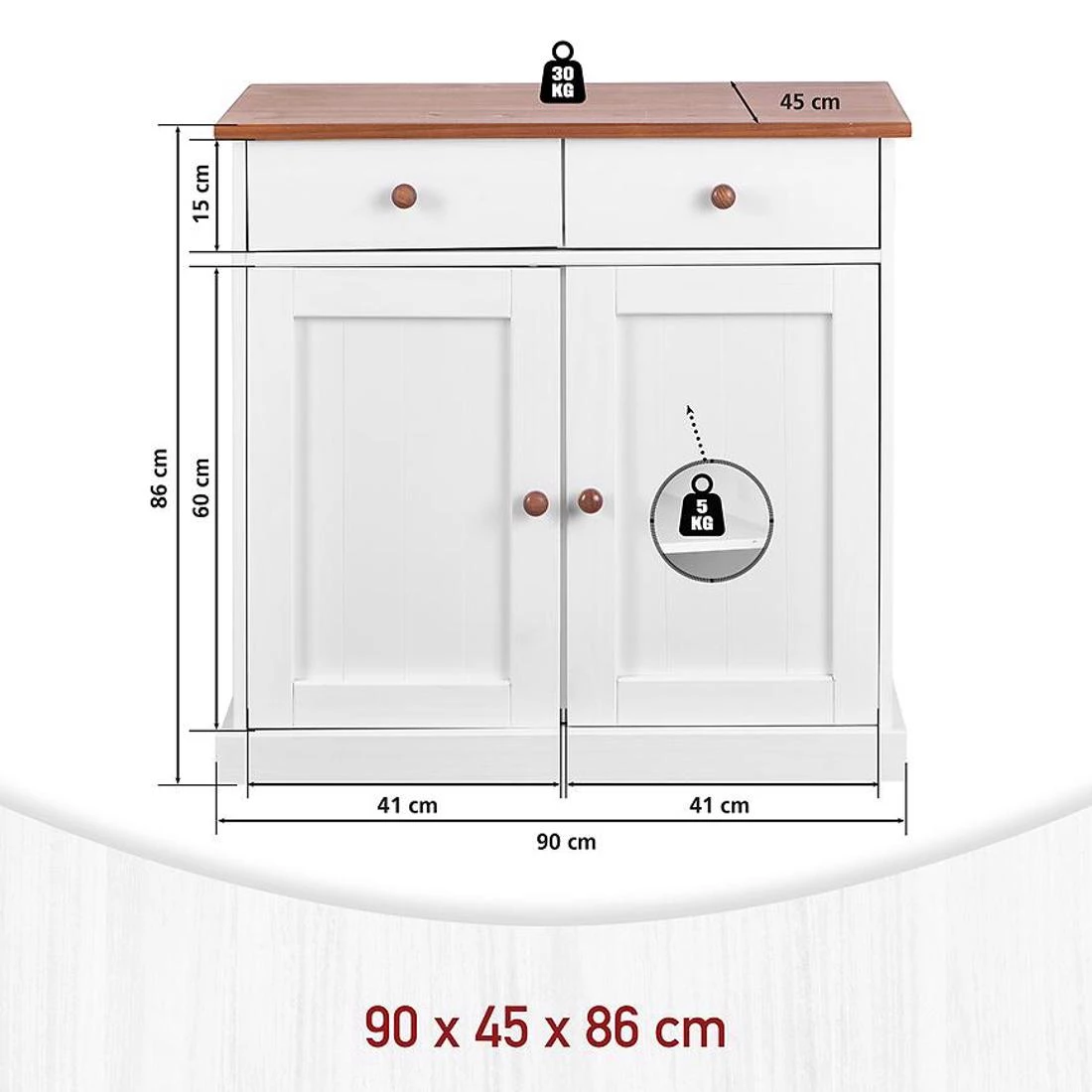 Westerland komoda 90x45x86 bela