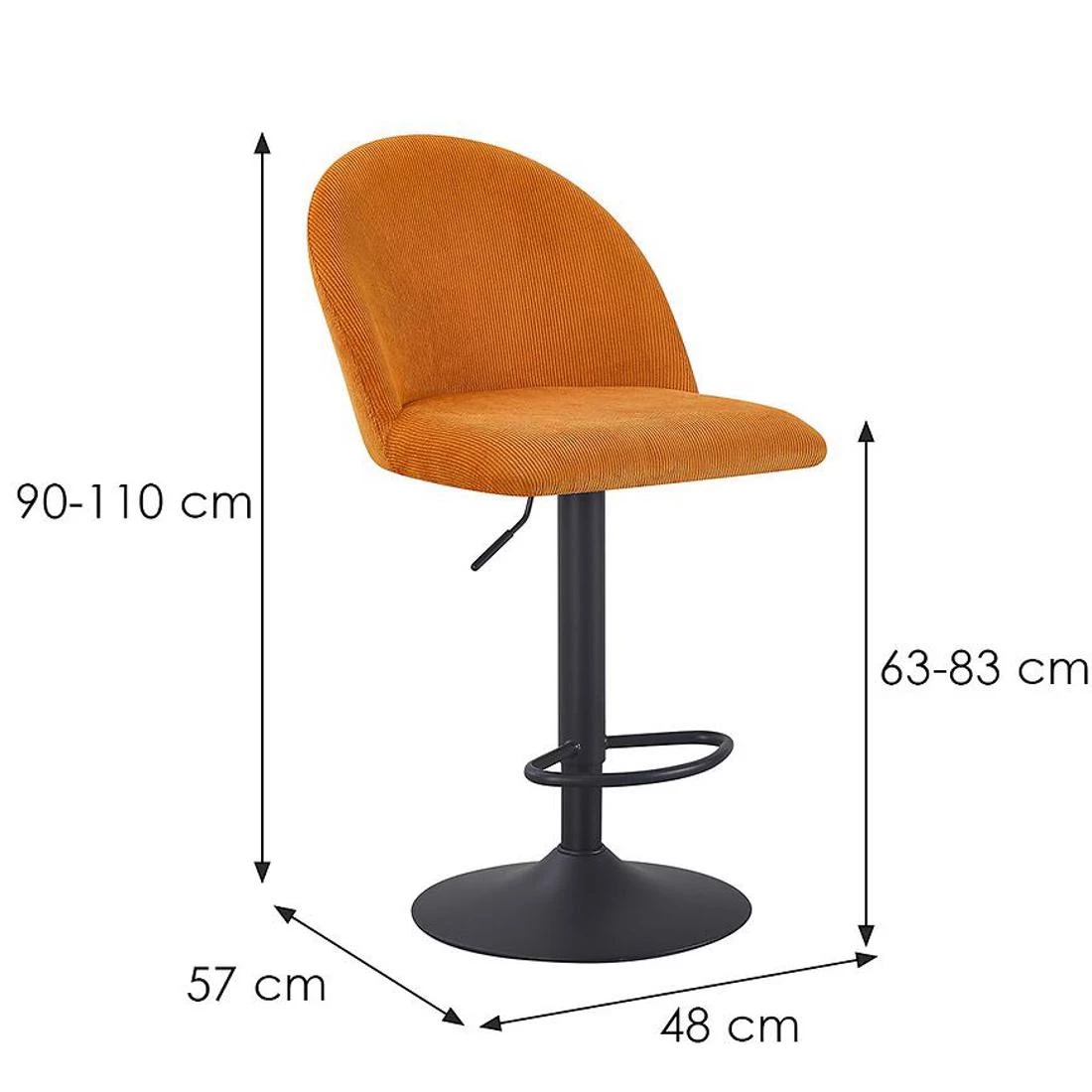 Reese barska stolica 48x57x110 cm narancasta