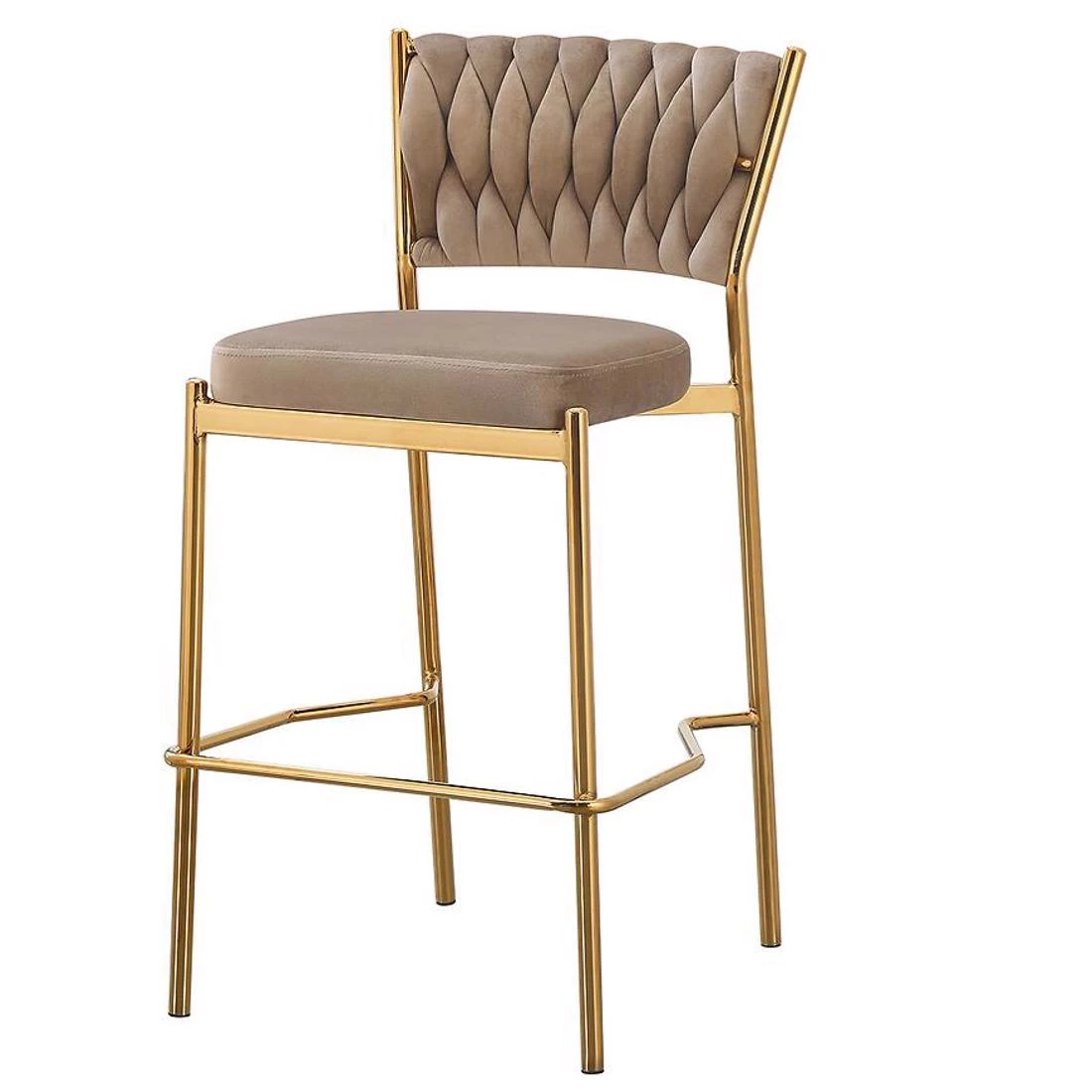 Glamour barska stolica 54x45x68/93 cm bež/zlatna