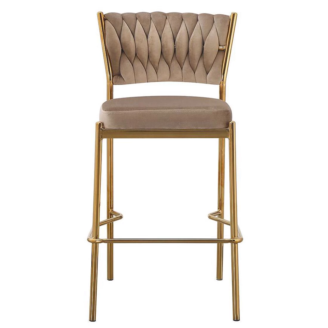 Glamour barska stolica 54x45x68/93 cm bež/zlatna