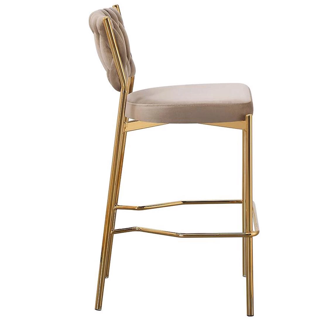 Glamour barska stolica 54x45x68/93 cm bež/zlatna