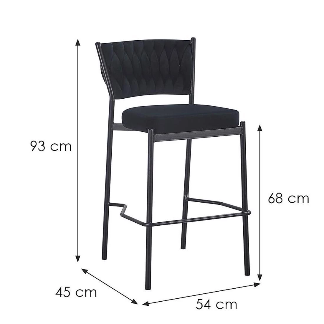 Glamour barska stolica 54x45x68/93 cm crna