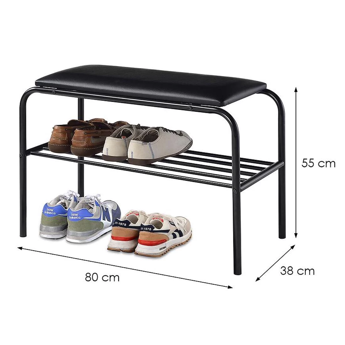 Ormaric za cipele sa sjedalom 80x38x55 cm crni