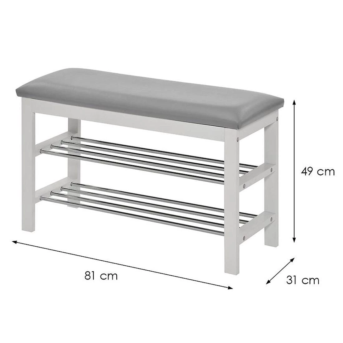 Ormaric za cipele sa sjedalom 81x31x49 cm bela/siva