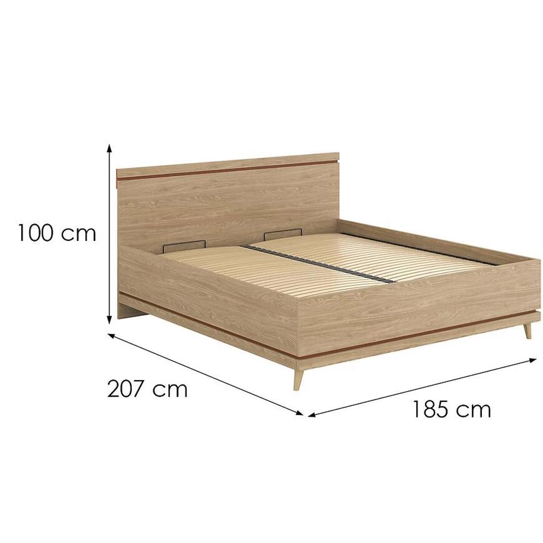 Scandi 52 krevet sa prostorom za odlaganje 185x207x100cm hrast
