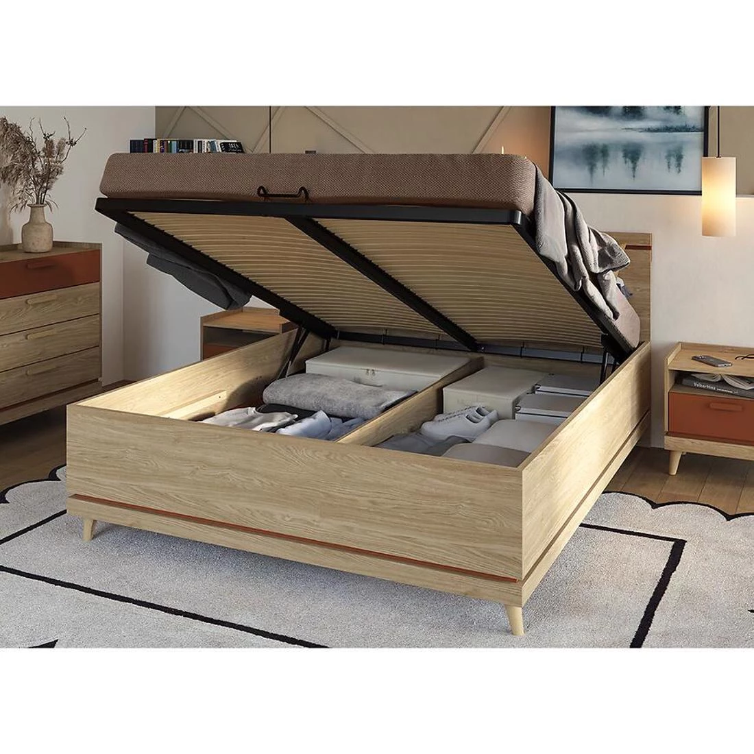 Scandi 52 krevet sa prostorom za odlaganje 185x207x100cm hrast