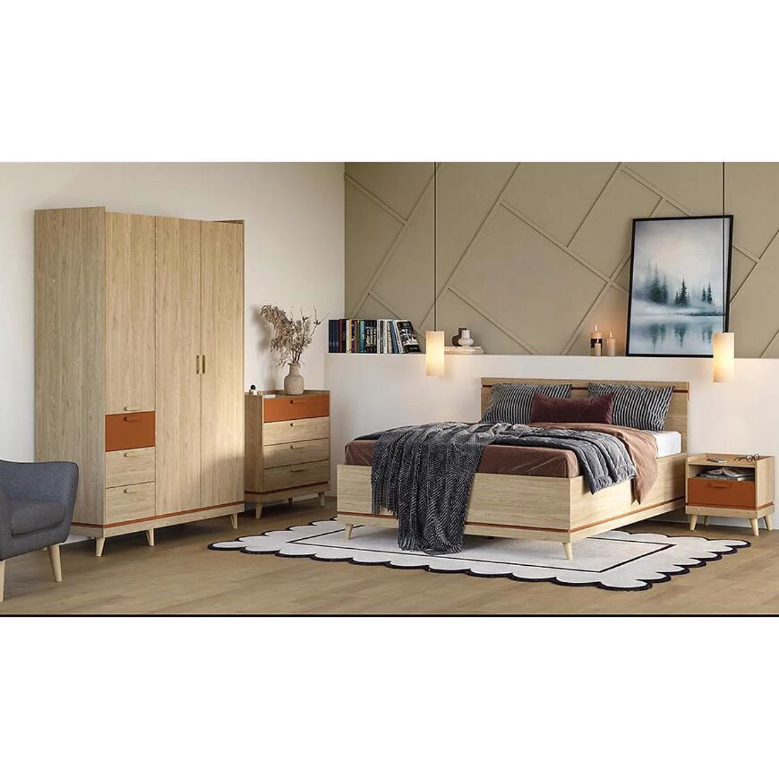Scandi 52 krevet sa prostorom za odlaganje 185x207x100cm hrast
