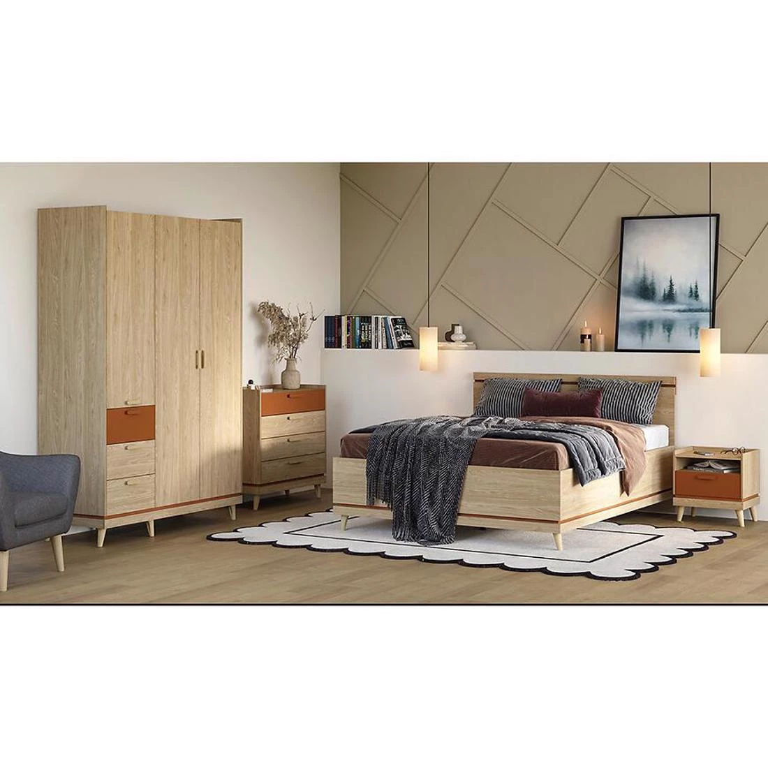 Scandi 51 krevet sa prostorom za odlaganje 165x207x100cm hrast