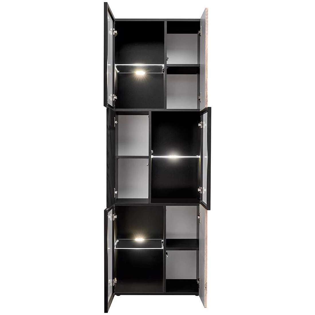 Cannes vitrina 60x40x182 cm crna/mramorno crna/hrast