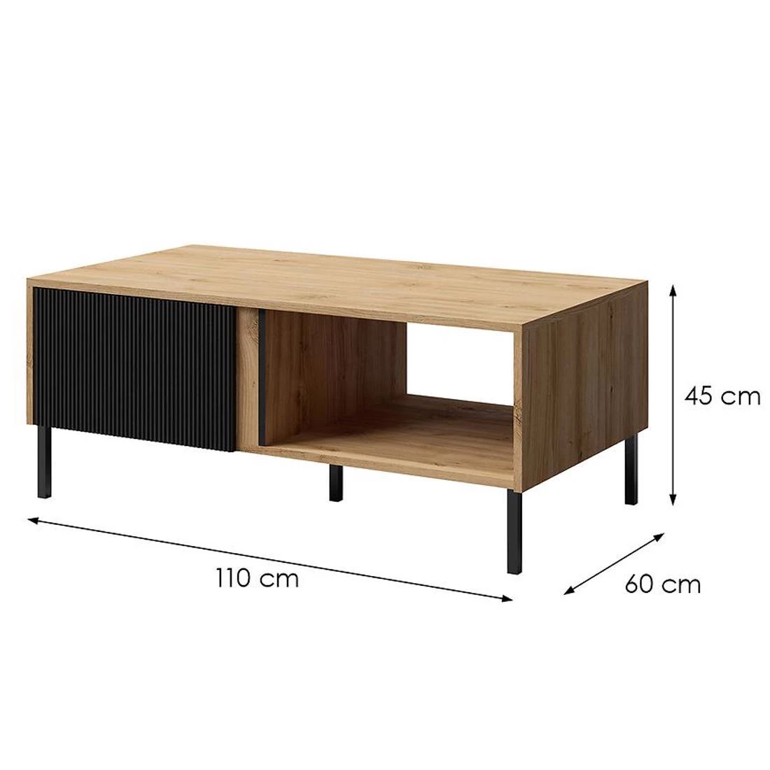 Mia stolic za kavu 110x60x45 cm hrast/crna