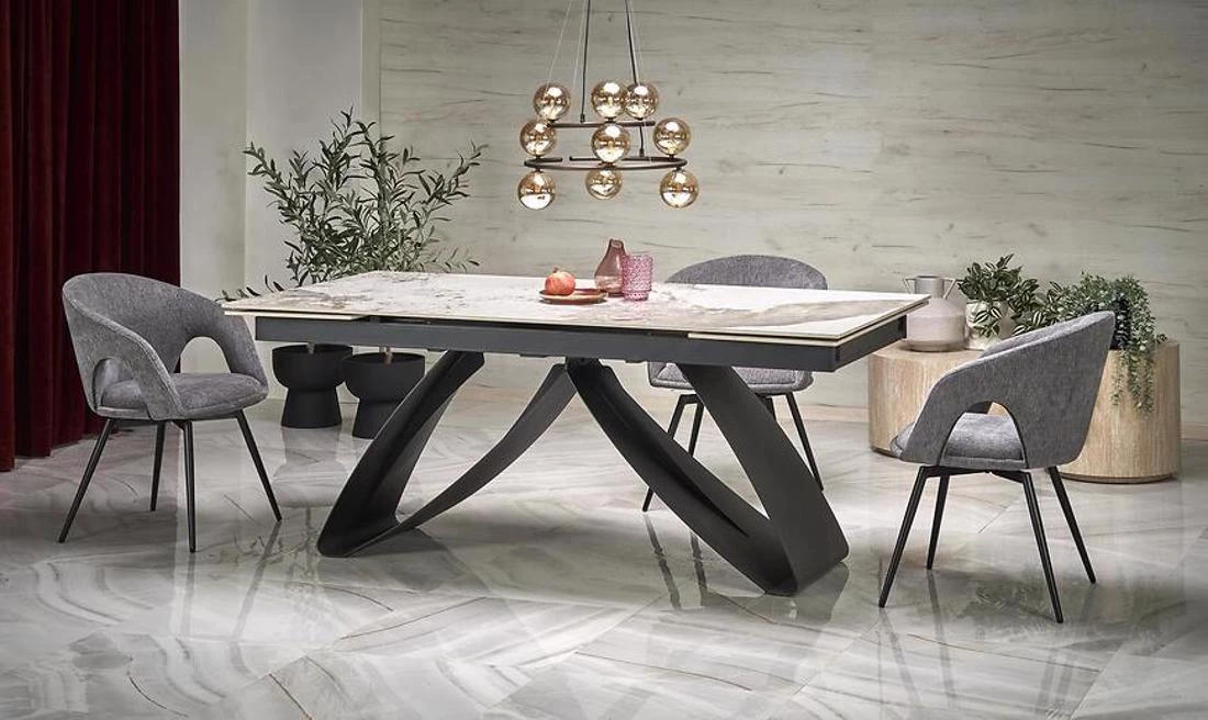 Hilario stol 180/260x90x 75 cm bež mramor/crna