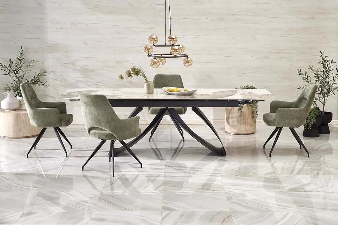 Hilario stol 180/260x90x 75 cm bež mramor/crna