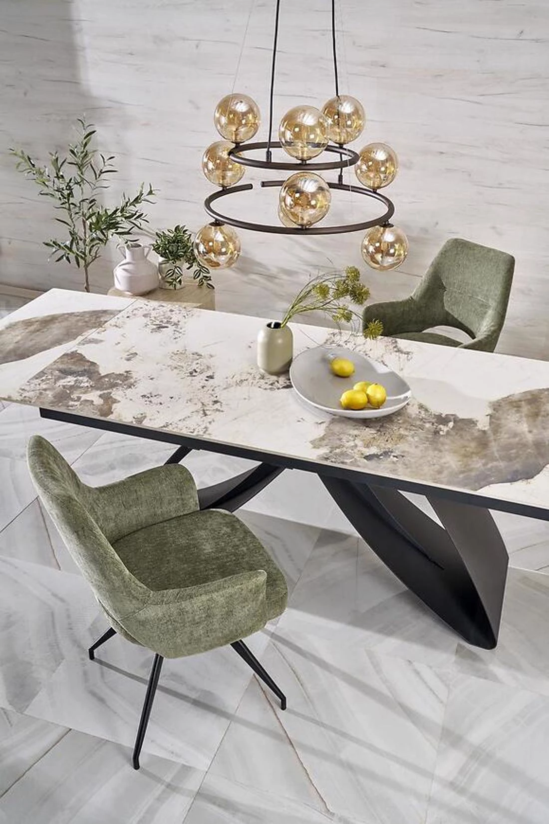 Hilario stol 180/260x90x 75 cm bež mramor/crna