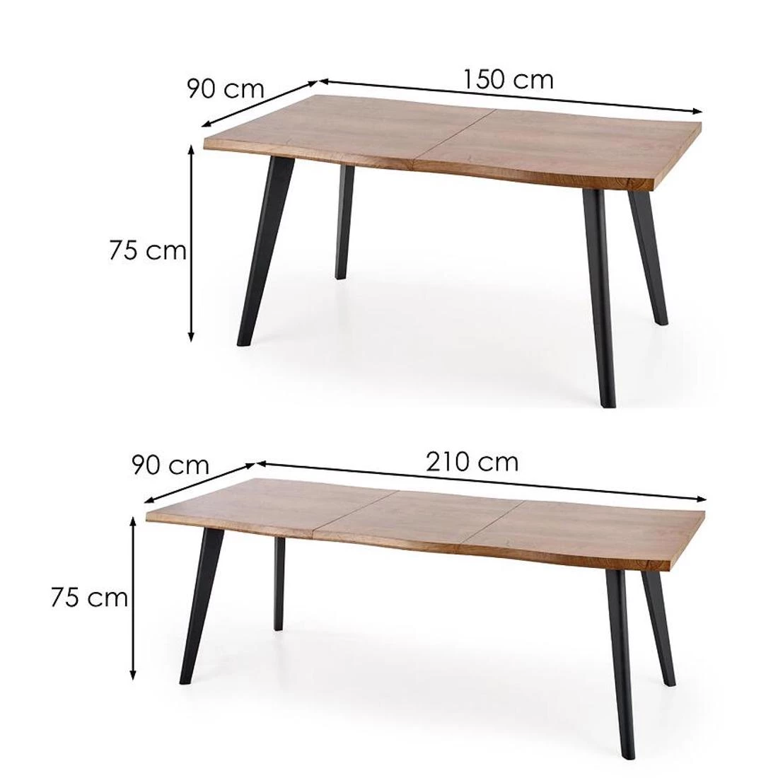 Dickson stol 150/210x90 cm hrast/crna