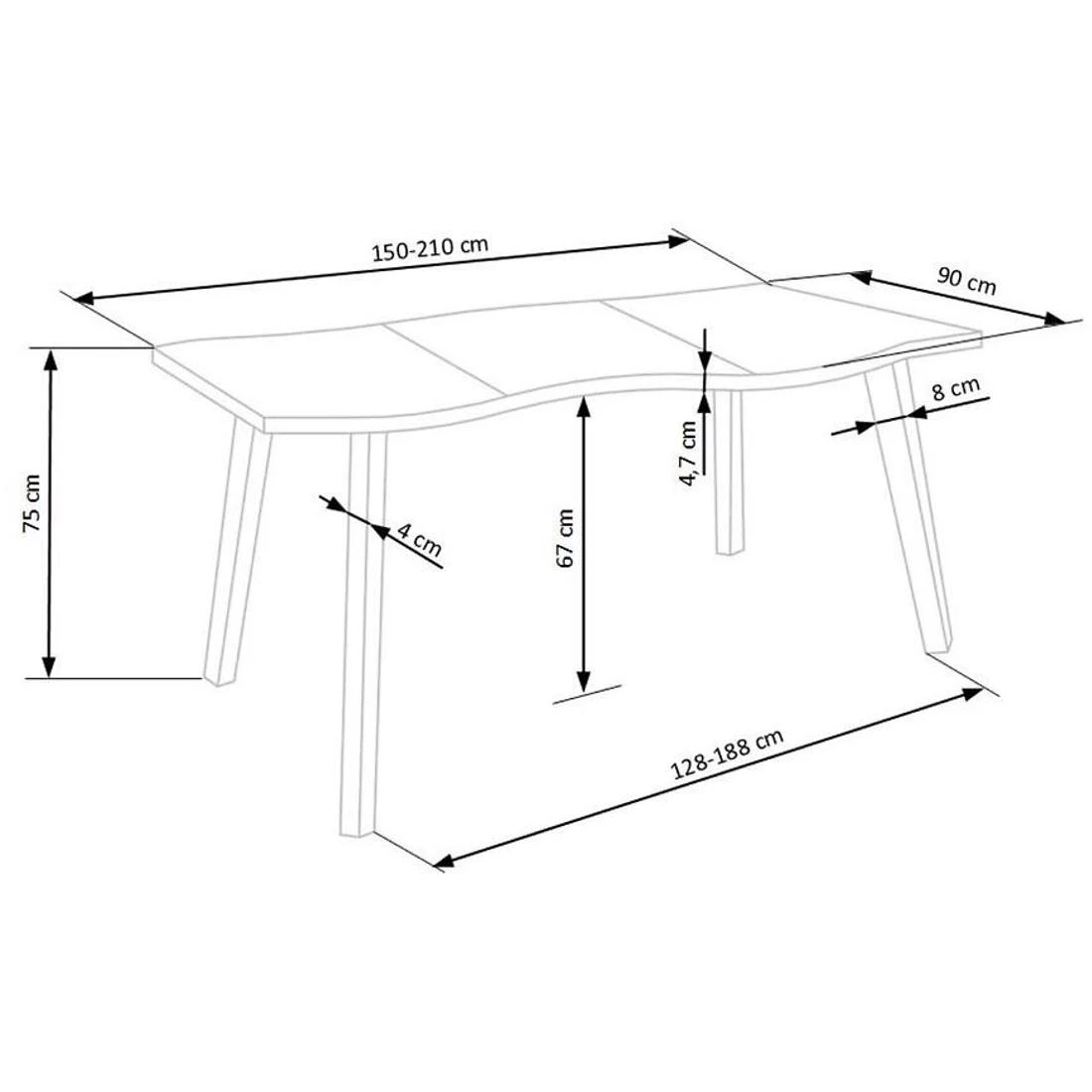 Dickson stol 150/210x90 cm hrast/crna