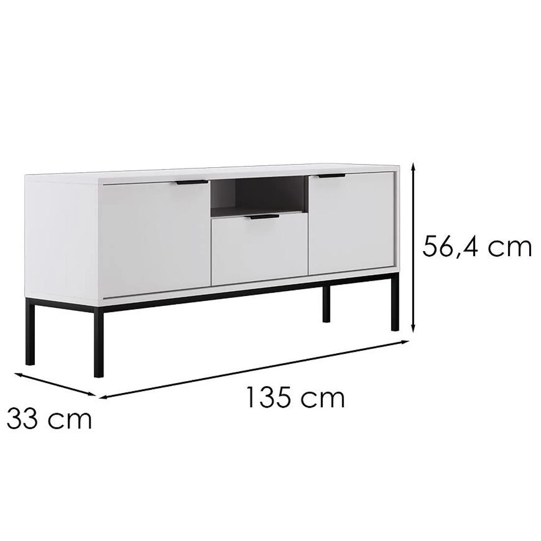 Austin TV ormaric 56,4x33x135 cm bela/crna