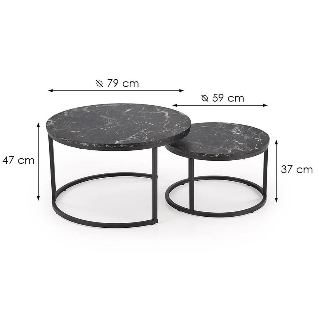 Java stolic za kavu 79x79x47 cm crni mramor