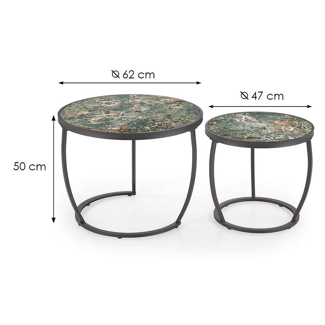 Ines stolic za kavu 62x62x50 cm zeleni mramor