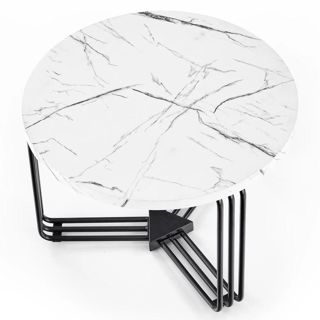 Antica-M stolic 5x55x41 cm beli mramor/crna