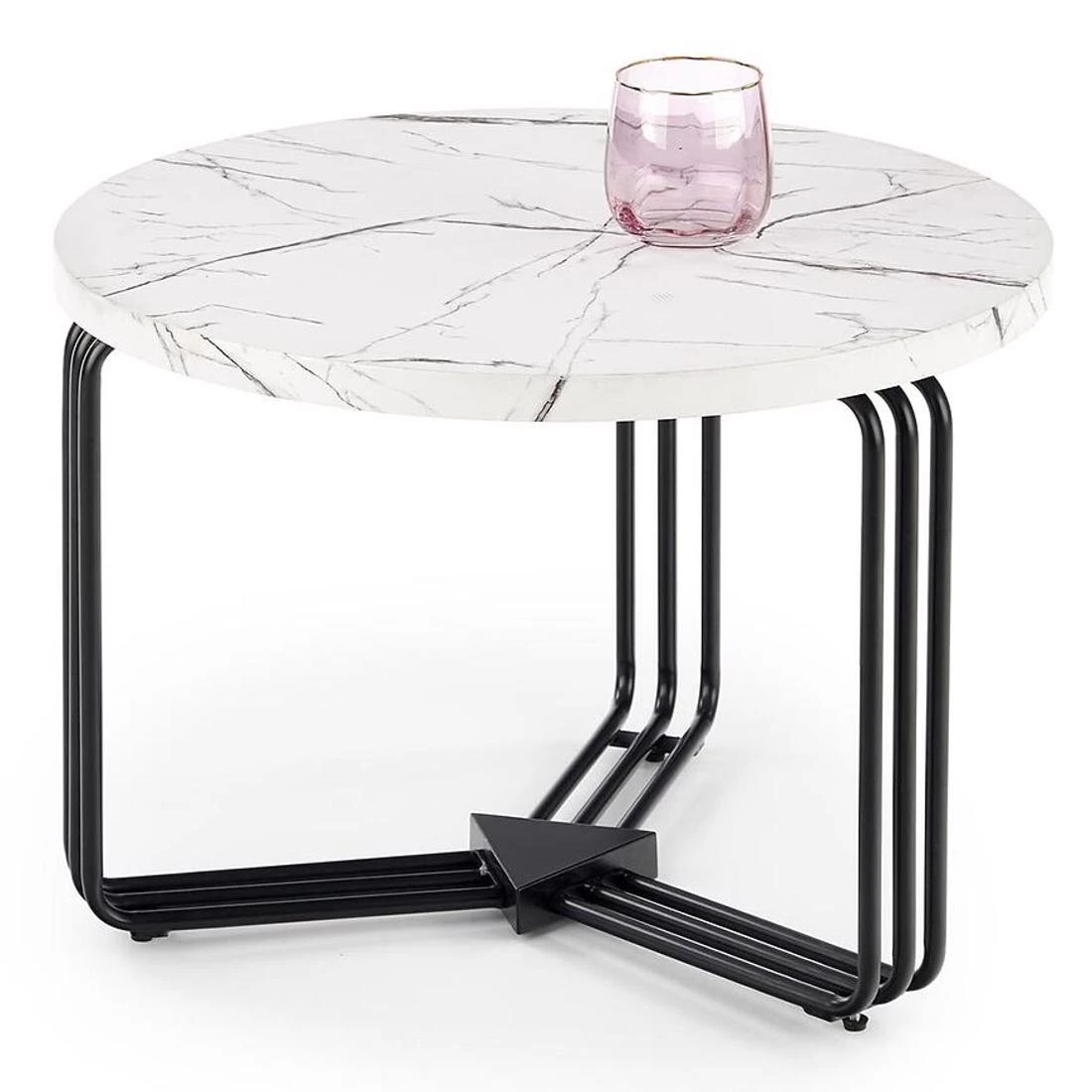 Antica-M stolic 5x55x41 cm beli mramor/crna